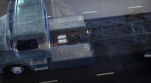 a top down view of a Volvo heavy truck that shows 2 batteries